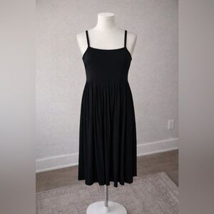 Calvin Klein Black Pleated Midi Dress Tie Back Empire‎ Waist Small